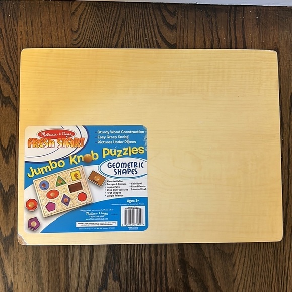 Melissa & Doug Shape Sorting Cube and Jumbo Wooden Geometric Shapes Puzzle - Picture 15 of 16